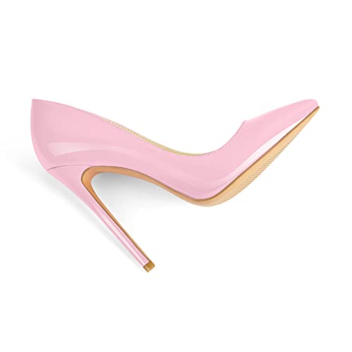 Image of Richealnana Women's Sexy Party High Heels Pointed Toe Slip On Stiletto Pumps Patent Leather Pink Size9.5