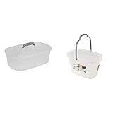 Casabella Cleaning Handle Bucket, Clear/Silver Rectangular Storage Caddy, Graphite, 4 gallons,...