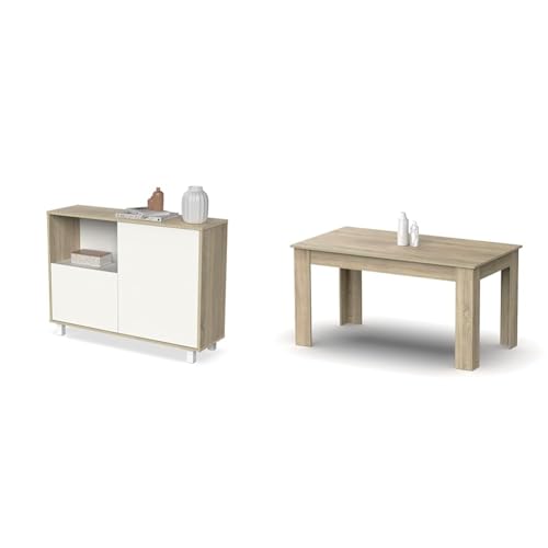 MUEBLES PITARCH Aparador Tibet, 82,5 x 112 x 33 cm (Alto x Ancho x Profundo) Mesa Fija, Cambrian, 77x140x80 cm