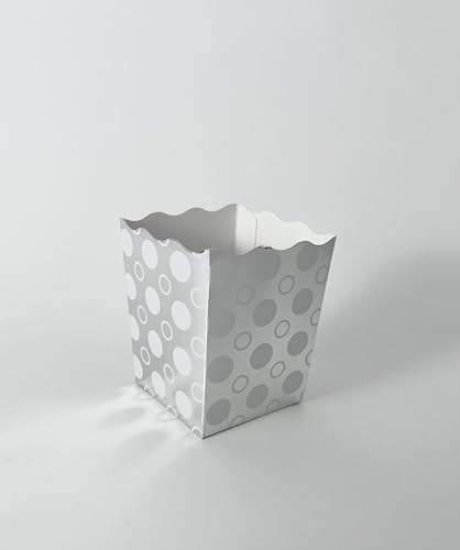 Image of 48 Pack Mini Silver Popcorn box with design -Disposable Popcorn Boxes 4 Inches tall Paper Popcorn Container for Parties, Weddings, Anniversary, Christmas, New Years, Other