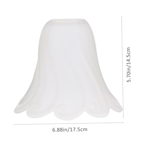 Image of Hemobllo Wall Lamp Shade Ceiling Fan Globe Replacement Floral Shape Glass Shade Bell Antique Chandelier Glass Lamp Chimney Hanging Bulb Lamp Shade Globe Light Frosted E27 White Fixture
