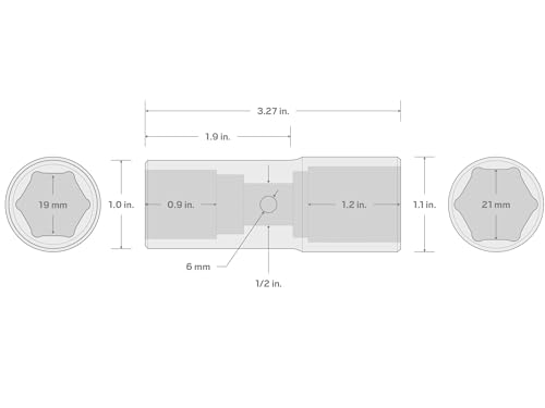 Image of TEKTON 1 /2 Inch Drive 19 x 21 mm Impact Flip Socket | SIF21921