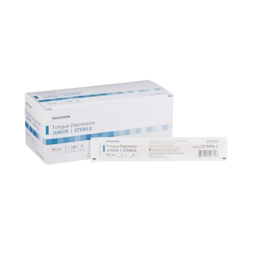 McKesson Tongue Depressors Junior Size, Sterile, 5, 5.5 in, 100 ct