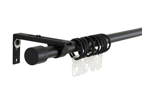 Ausziehbare Gardinenstange »Ningbo« 120-210 cm Schwarz Ø16/19 mm Komplettset zum sofortigen Montieren Wand- und Deckenmontage 2024140