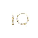 LUXENTER Pendientes de Aro de Plata De Ley 925 con Madreperla Blanca acabados en Oro 18K. Color Blanco. Joyas de Mujer - Modelo Wicoy