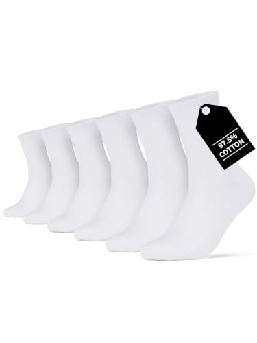 Forony Mens Dress Socks Size 9-11 9-12 10-13 Crew Soild Socks 6 Pack White 97.5% Cotton
