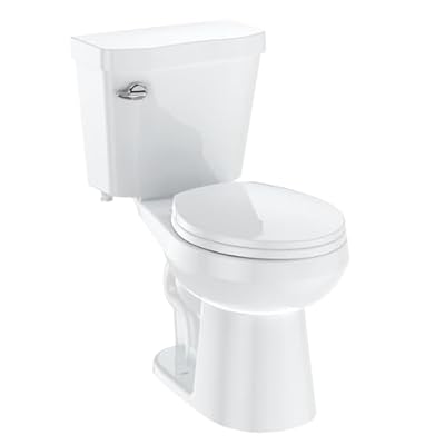 17" Round Two-Piece Toilet with Side Flush Lever – White Ceramic & PP Seat, Compact Design for Small Bathrooms, Round Toilets for Bathrooms with 1.28 GPF Water-Saving Flush "