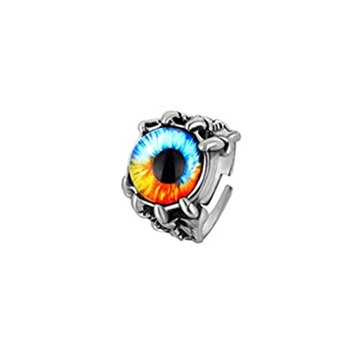 Gothic Stainless Steel Evil Eye Rings Vintage Biker Punk Dragon Claw Gem Stone Ring-Multicolor