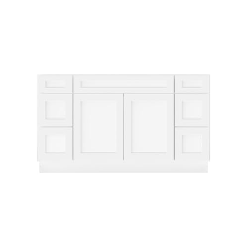 Image of Furinno Shaker Two Drawer Stack Bath Vanity Cabinet Without Top, Ready to Assemble, 21 D x 60 W x 34.5 H, White