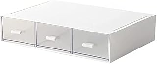HCLRW Desktop Organizer-Stackable Organizer Drawers, Plastic Drawers Organizer Perfect for Collection Small Item/Cosmetic Office Organization - 3 drawers (White)