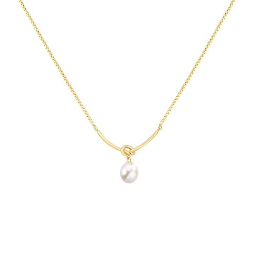 Collier en argent sterling 925 pour femme avec chaîne pendentif perles blanches