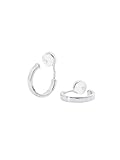 Yurielys Clip on Earrings for Women, 14K Real Gold Plated Non Pierced Hoop, Clip on Hoops for Non Pierced Earrings (White Gold)