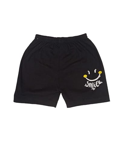 Image of 'Mom+Dad' - 'Smile' - 'D7' Text Printed Cotton Baby Black Clothing Sets /Tshirt-Shorts 3 different designs (Boys /Girls Born Baby to 6 Years) (0-3Months)