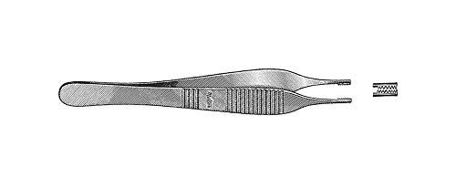 Integra Miltex 6-124 Stainless Steel Brown-Adson Tissue Forceps, 7x7 Side Grasping Teeth, 121mm Length
