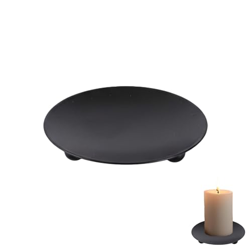 Black Candle Plate for Pillar Candles Decorative Candle Tray Centrepiece Sturdy Candle Holder Base Plate Candle Drip Tray for Table Home Décor Candle Display Trays