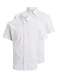 Cierre de botones Jack & Jones Jjjoe SS Plain-Camiseta (2 Unidades) Camisa de Manga Corta, Blanco, M para Hombre