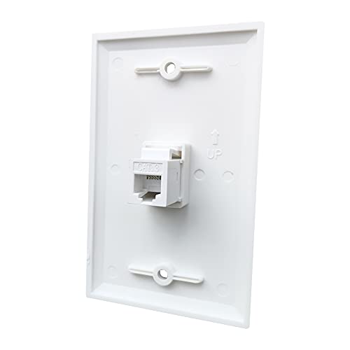 Image of 1 Port Phone Jack Wall Plate Female to Female - CAT3 RJ11 Telephone Jack Cover Plate for Landline /Phone Cable - White