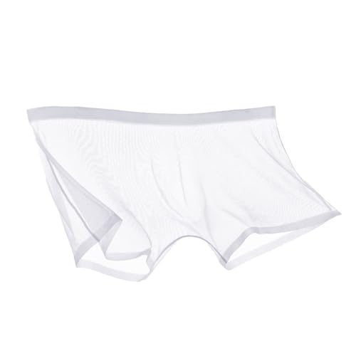 Men's Ice Silk Boxer Briefs, Ultra-Thin, Transparent, Breathable, White