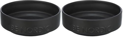 TRIXIE Ciotola per cani in ceramica BE NORDIC 500 ml nero – moderna ciotola per cani di piccola taglia Ø 16 cm ciotola in ceramica con rivestimento in gomma antiscivolo – 24523 (Confezione da 2)