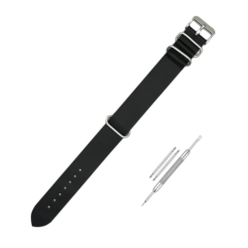Image of Lineon 22mm Genuine Leather Vintage Style Leather NATO Watch Strap ONE WAY NATO LEATHER STRAP Compatible for Titan Fossil Casio Timex Watch (Tool & Pins Include)