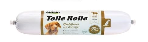 Anibio 8 x Tolle Rolle Pferd 400g | 92% Pferdefleisch | Nassfutter für Hunde | Single Protein | hypoallergenes Pferdefleisch | mit Kartoffel | Getreidefrei | Geprüfte Qualität | Made in Germany