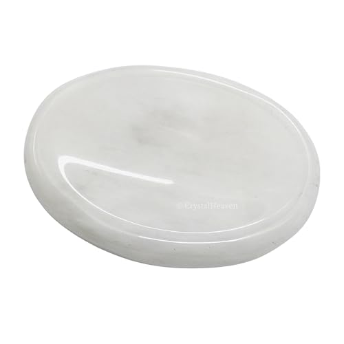 Image of Certified Snow Quartz Crystal Thumb Worry Pebbles Stones for Anxiety Stress Relief Massage - AAA Grade Original Healing Gemstone Agate Rubbing Stone for Yoga Meditation Spiritual Reiki Feng Shui