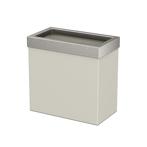 Image of Gatco Small Bathroom Trash Can with Lid, Rectangle 3 Gallon Stainless Steel Wastebasket, Under Sink, Matte Pearl and Satin Nickel, for Bathroom, Bedroom, Office (1939SN)