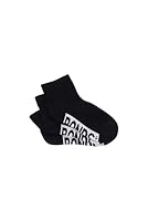 Bonds Kids Logo Quarter Crew Socks - 3 Pack, Black (3 Pack), 5-8 (2-4 Years)
