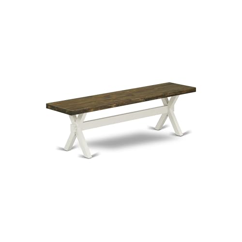 East West Furniture XB076 X-Style Mid Century Modern Dining Bench with Solid Wood Seat, 60x15x18...