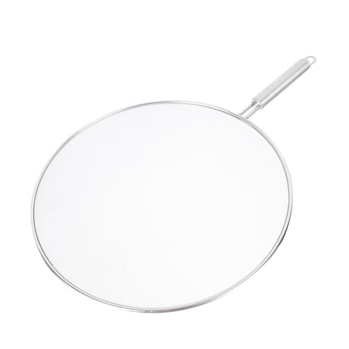 FELTECHELECTR 1Pc Stainless Steel Oil Splatter Screen Lid Frying Pan Cover Household Pot Protector Easy to Clean Ergonomic Design Multifuntional Kitchen Tool for Safe Cooking