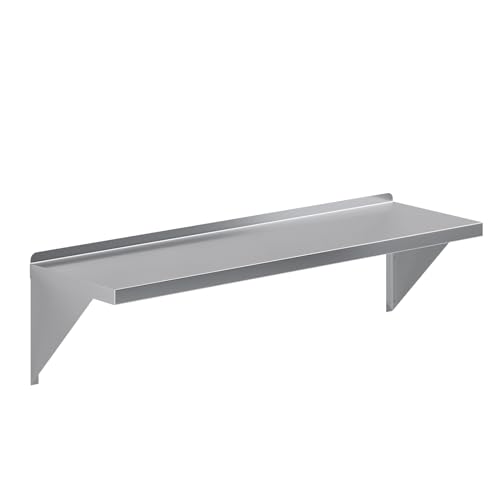 Image of AmGood 14 inch x 48 inch Stainless Steel Wall Shelf | Appliance & Equipment Metal Shelving | Kitchen, Restaurant, Garage, Laundry, Utility Room | Heavy Duty | Squared Edge | NSF