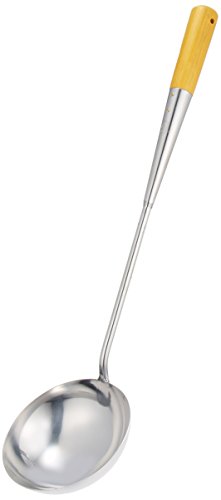 Endoshoji ATY55002 Professional Chinese Ladle, Medium, Natural Wood, Stainless Steel, Made in Japan