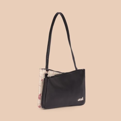 Image of ZOUK Kiya Small Shoulder Bag for Women - Dual-Sided Shoulder Bag with Criss-Cross Design| Handcrafted Purse with Dual Zipper Compartments & Water-Resistant Lining | Auroville Amethyst