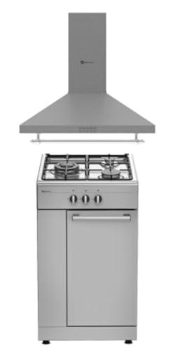 PACK AHORRO COCINA 50X50 CPB50INOX HORNILLO PORTABOMBONA + CAMPANA DECORATIVA INOX 60 CM/GRAN CAPACIDAD EXTRACCION / 3 QUEMADORES 1 WOK/ALTA GAMA