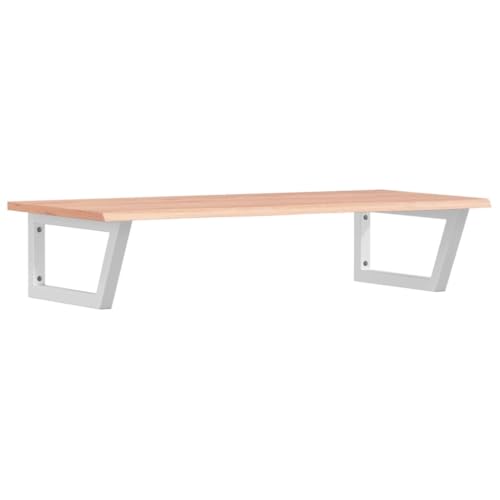 vidaXL Estante para lavabo marrón claro, roble macizo blanco con acabado barnizado, acero