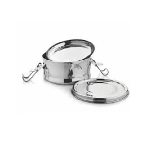 Image of Stainless Steel Leakproof Tri-Lock Lunch Box, Airtight Tiffin Box, Spill-Proof Mini Snack Container | Compact Snack Box for Kids & Adults, Office & School Use(Silver-500ml)