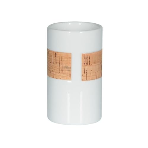 Spirella Gobelet Porcelaine Tube Nature Blanc & Beige