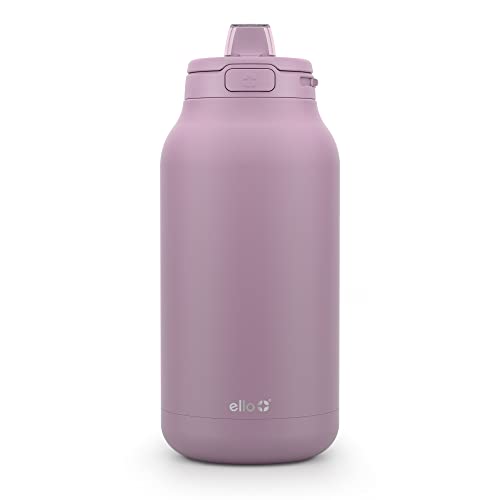 Ello Hydra 64oz Stainless Steel Water Jug with Locking Leak Proof Lid | Reusable Half Gallon Vacuum Insulated Metal Bottle with Silicone Straw, Keeps Drinks Cold All Day, Gift Ready, Mauve