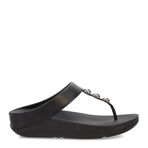 FitFlop Women's Fino Mirror-Dome Leather Toe-Post Sandals Wedge2