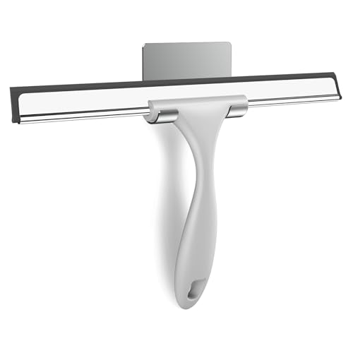 Image of SetSail Shower Squeegee for Glass Doors All-Purpose Squeegee for Shower Glass Door Heavy Duty Window Squeegee with Hook for Car Window Cleaning 12 Inches, Grey