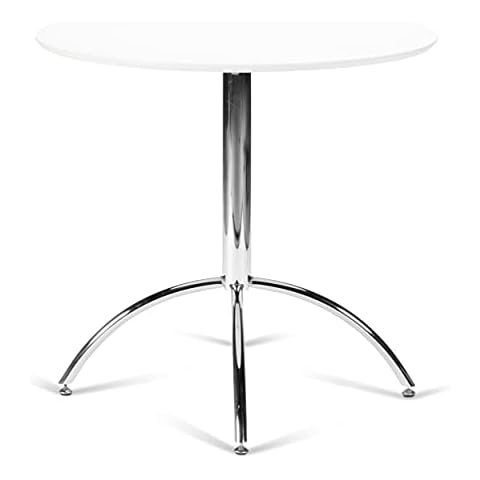 Kimberley Dining Table With Chrome Metal Legs - Kitchen Cafe Bistro Style Style Small Round Table Choice of White or Natural (White) Cover