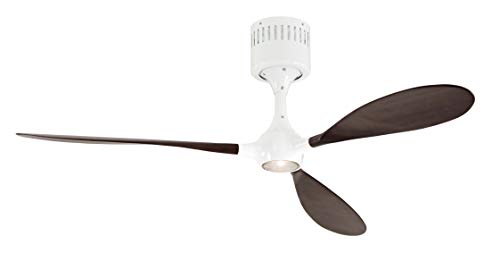 Ventilador de Techo Helico Paddle, 132 cm, Incluye Mando a Distancia Acabado: Lacquered White with Milled Walnut Blades