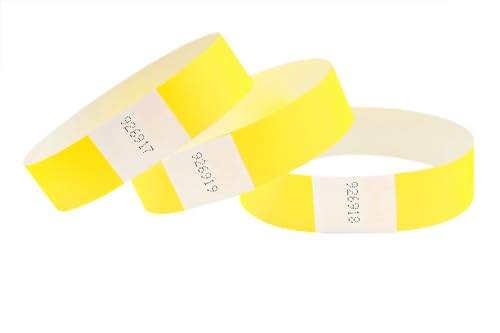 CINTAPUNTO - 500 Pulseiras de papel para eventos festa discoteca - identificativas - pulseiras - pulseira de identificação festival - pulseira fluorescente néon - festival wristband - Neon Yellow
