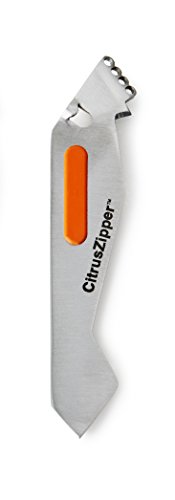 Fusionbrands CitrusZipper Rapid Citrus Peel Removal Tool, Zester, Fruit Garnisher, Orange