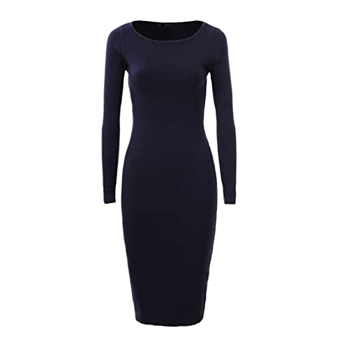 Robe pull élégante en tricot bleu taille M pour femme