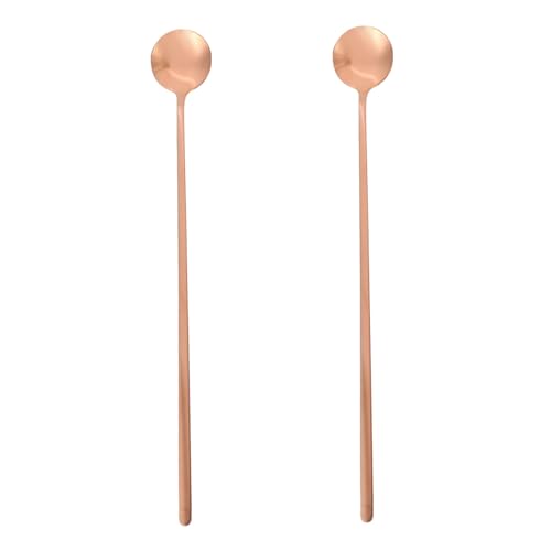 GRIRIW Stainless Steel Stirring Spoons Set of 2 Small Spoons Silverware Heavy Duty for Cooking Embossed Handle Soup