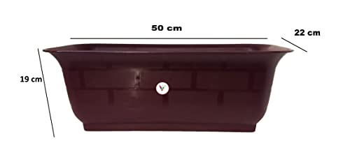 Image of 20 Inch Brownish Flower Pot Gamla with Bottom Tray Set of 4 (1 Small Free) / Indoor and Outdoor Use Pot /Plant Container /planters Rectangular Big Size for Terrace /Home Decor /pots Gardening