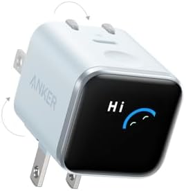 Anker Nano Charger (45W, Display, スイングプラグ) ブルー USB PD USB-C 急速充電器【PSE技術基準適合/約180度折りたたみ式プラグ】iPhone MacBook Air その他各種機器対応 iPhone 17 / 16 / 15シリーズ / Air 対応