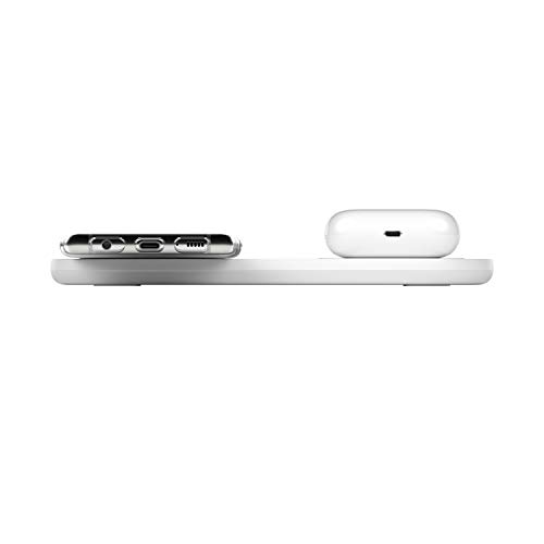 Image of Belkin BoostCharge 10W Fast Dual Wireless Charging Pad, Includes QuickCharge 3.0 Wall Charger and Cable, Case Compatible for iPhones, Airpods, Galaxy and Other Qi Enabled Devices (includes AC adapter)