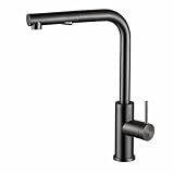 Imex Porto - Rubinetto da cucina estraibile con doppia funzione, miscelatore monocomando flessibile e girevole a 360°, rubinetto da cucina Imex Porto (Black Gun Metal)